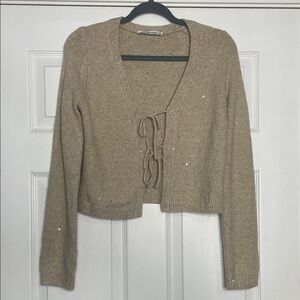 Abercrombie & Fitch Sequin Knit Tie-Front Cardigan Sweater XS EUC